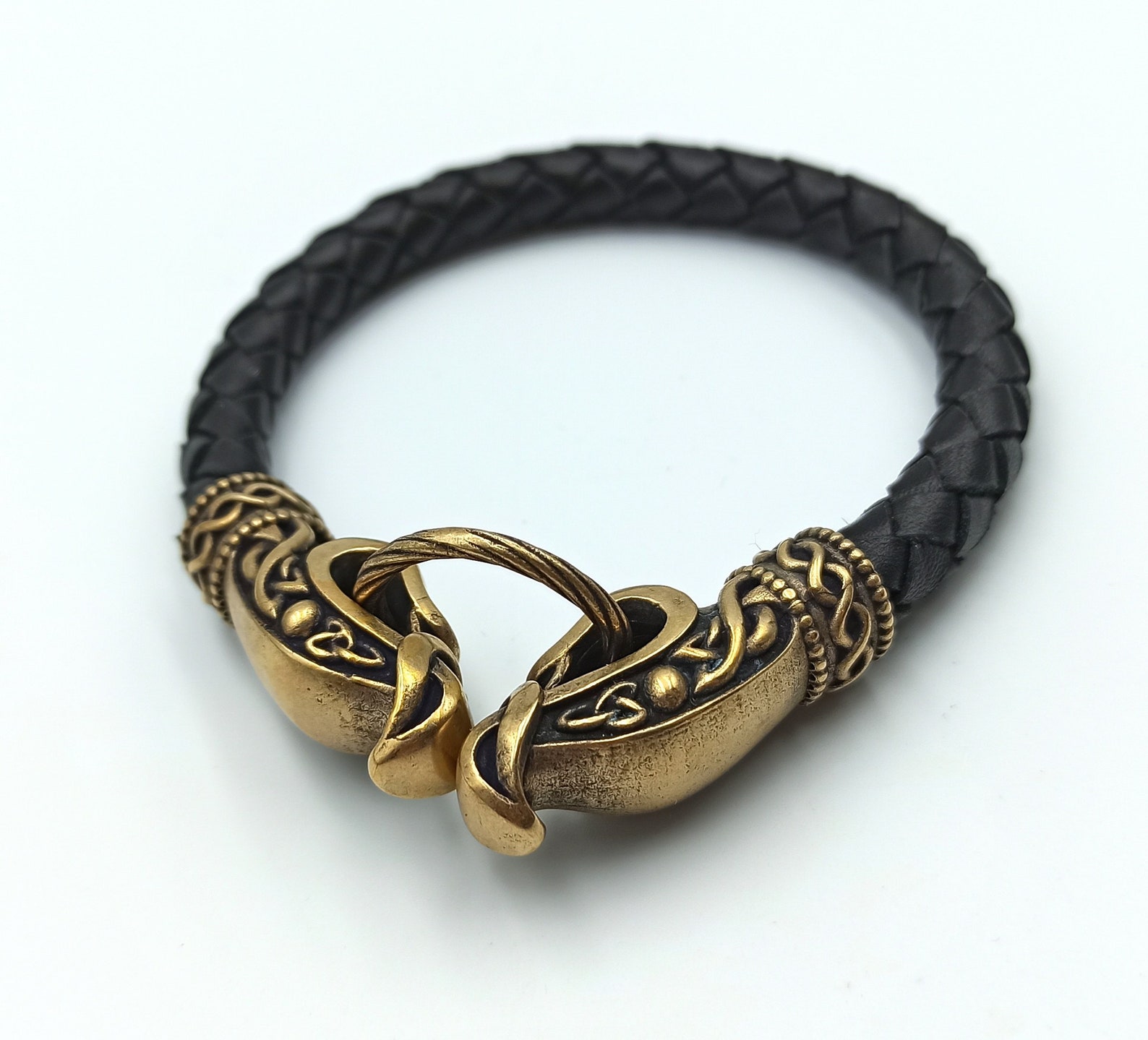 Viking Dragon Leather Bracelet Norse Warrior Wristband Etsy