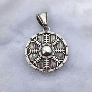 Viking shield Helm of Awe pendant | Norse necklace image 9