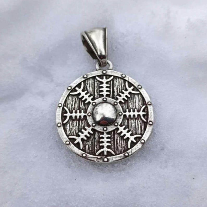 Viking shield Helm of Awe pendant | Norse necklace image 9