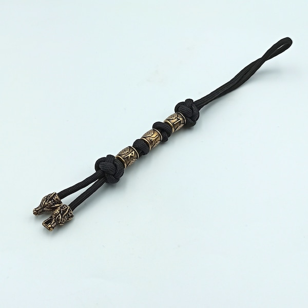 Rune bead paracord knife lanyard | Tyr keychain