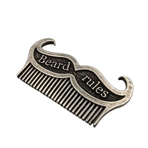 Metal custom beard comb mustache brush hipster gifts Silver plated bronze