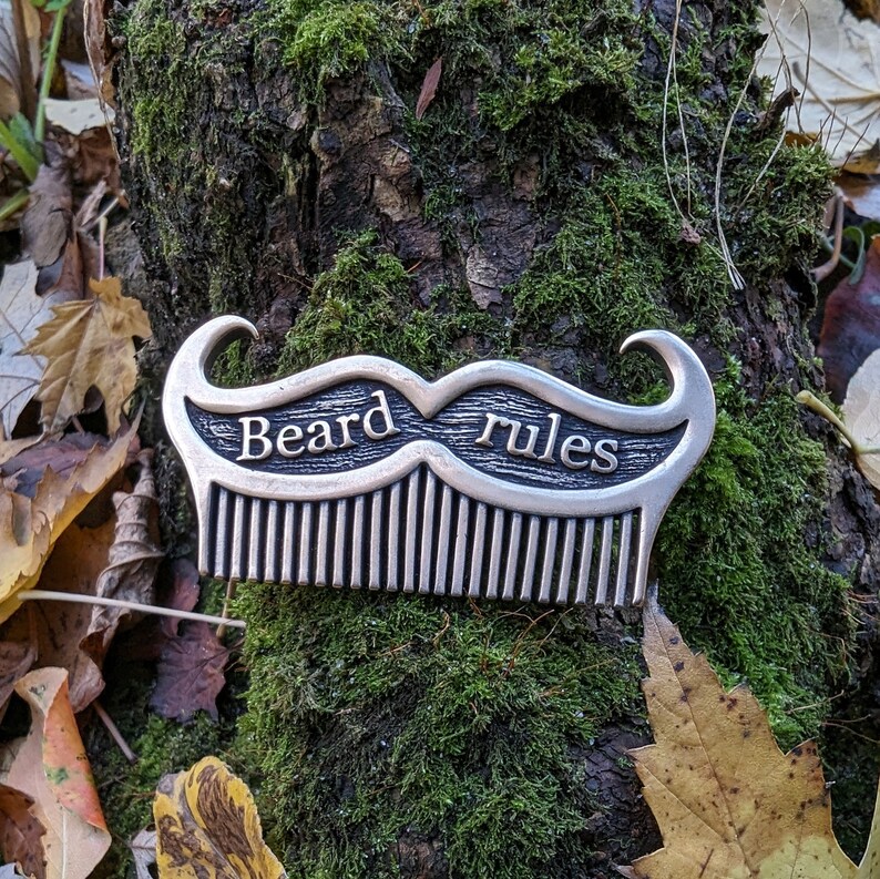 Metal custom beard comb mustache brush hipster gifts image 1