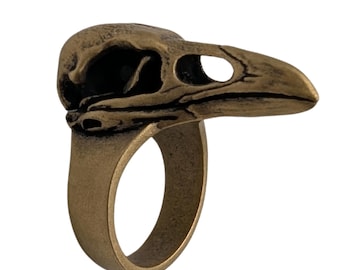 Raven skull ring for women Gothic jewelry Witchy gifts Goth rings crow ring