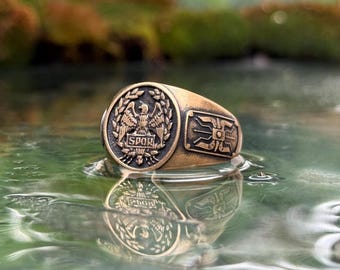 SPQR Roman Eagle ring Aquila mens signet ring Ancient jewelry rings for men