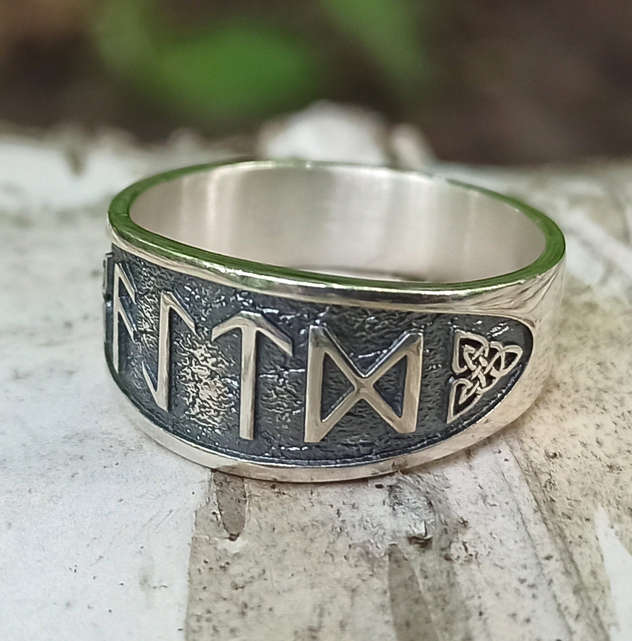Stone Runes Rings Norse Runes Custom Ring | Viking Rune Jewelry for Men and Women | Pagan ...