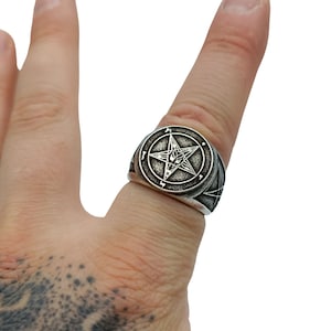 Baphomet Custom Signet Ring Occult Jewelry Goth rings Witchcraft jewelry image 6