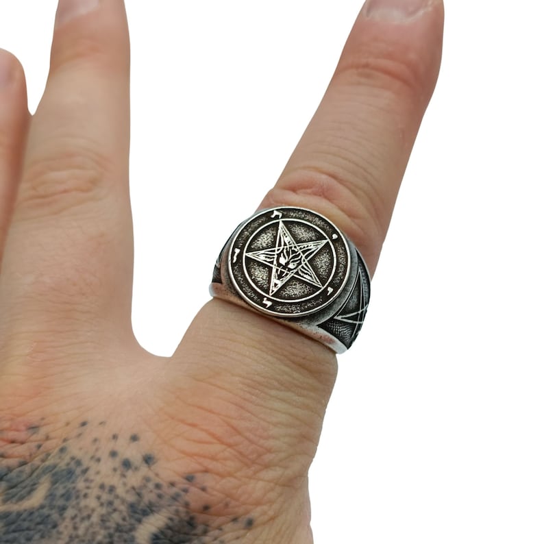 Baphomet Custom Signet Ring Occult Jewelry Goth rings Witchcraft jewelry image 6