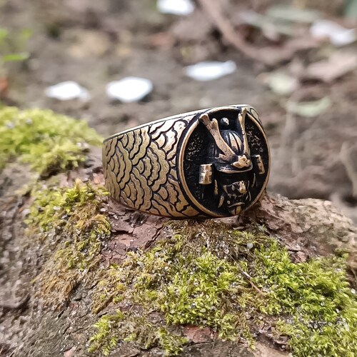 thumbnail image 2 of Samurai Skull Biker Ring – Handmade Japanese Warrior Gothic Ring In Sterling Silver 2 of 4