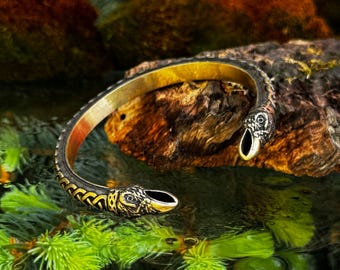 Raven bracelet for men Viking jewelry Torc arm cuff bracelets