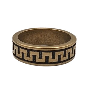 Greek key band ring Ancient jewelry Labyrinth custom rings Protection jewelry Italian bronze V2