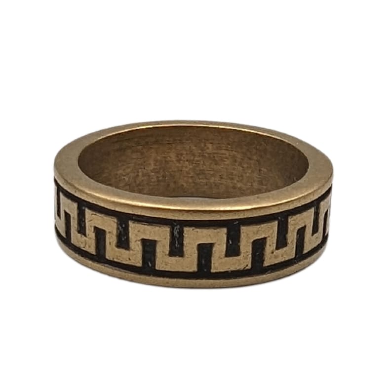 Greek key band ring Ancient jewelry Labyrinth custom rings Protection jewelry Italian bronze V2