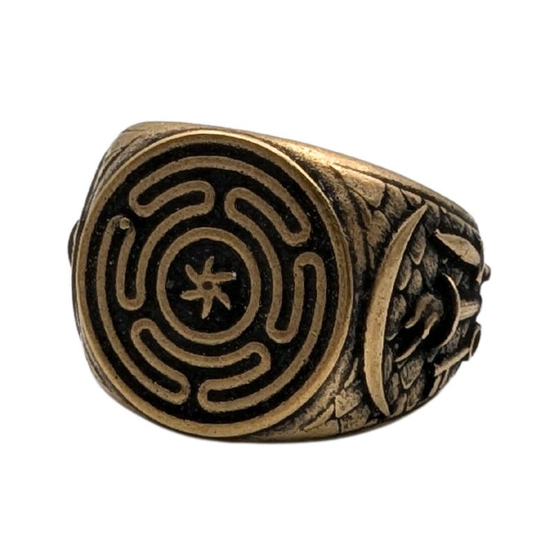 Hecate moon ring Witch rings Greek Goddess Pagan ring Gothic jewelry Italian bronze