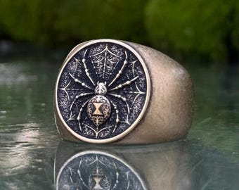 Black widow spider ring Goth rings for women Gothic jewelry Macabre gifts Witchcraft jewelry