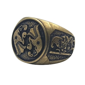 Norse raven ring ancient viking artifacts jewelry men image 2