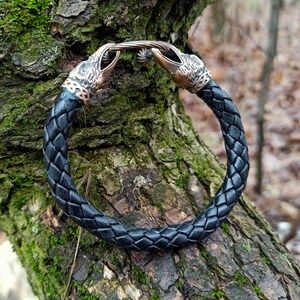 Viking Raven Leather Bracelet Norse Jewelry for Men - Etsy