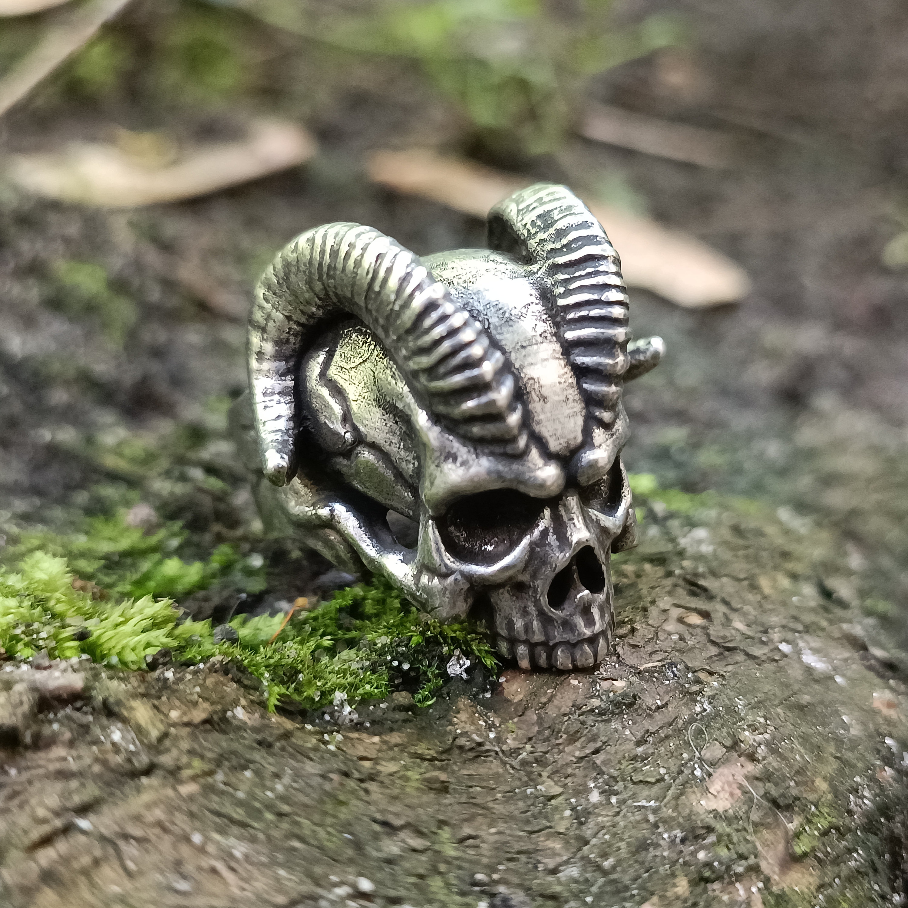 Demon Horns Skull Ring Horned Mens Rings Brutalist Jewelry - Etsy