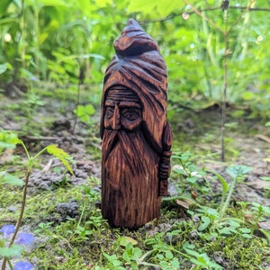Small Gnome wooden figurine nordic mythology decor