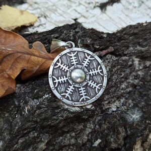 Viking shield Helm of Awe pendant | Norse necklace image 5