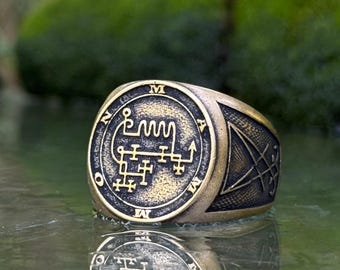Mammon custom signet ring Occult jewelry Gothic gifts Witchy jewelry