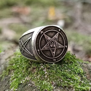 Baphomet Custom Signet Ring Occult Jewelry Goth rings Witchcraft jewelry image 4