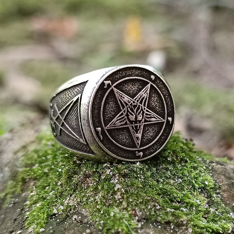 Baphomet Custom Signet Ring Occult Jewelry Goth rings Witchcraft jewelry image 4