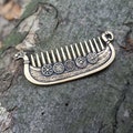 Viking Drakkar beard metal comb | Custom mustache care & beauty product logo