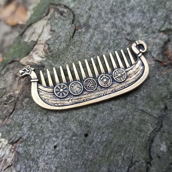 Viking Drakkar beard metal comb | Custom mustache care & beauty