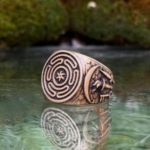 Hecate moon ring Witch rings Greek Goddess Pagan ring Gothic jewelry
