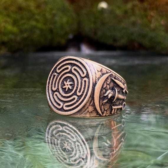 Hecate moon ring Witch rings Greek Goddess Pagan ring Gothic jewelry