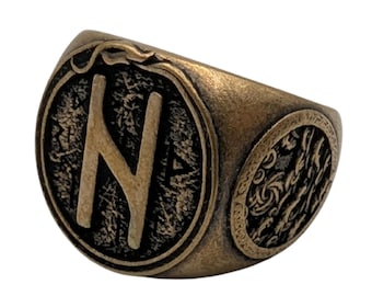 Hagalaz rune ring Norse pagan gifts Viking jewelry Signet rings