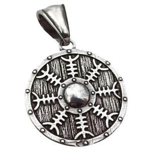 Viking shield Helm of Awe pendant | Norse necklace Silver 925