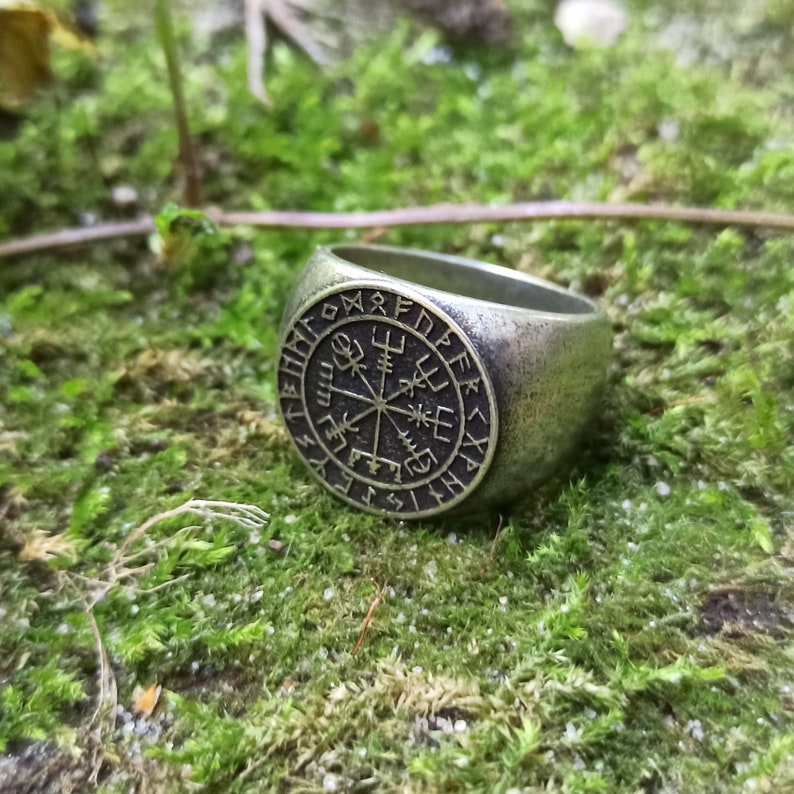 Viking Compass Vegvisir Ring Custom Norse Asatru Jewelry Etsy