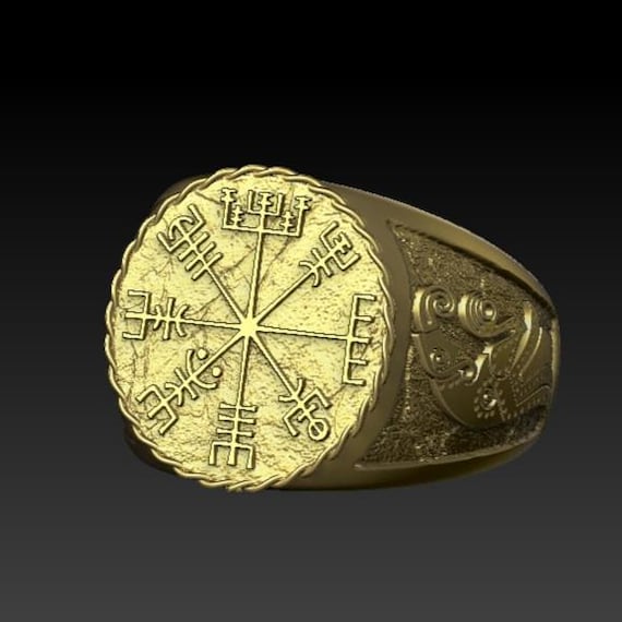 Gioielli di moda anello da uomo vichingo Vegvisir mitologia nordica
