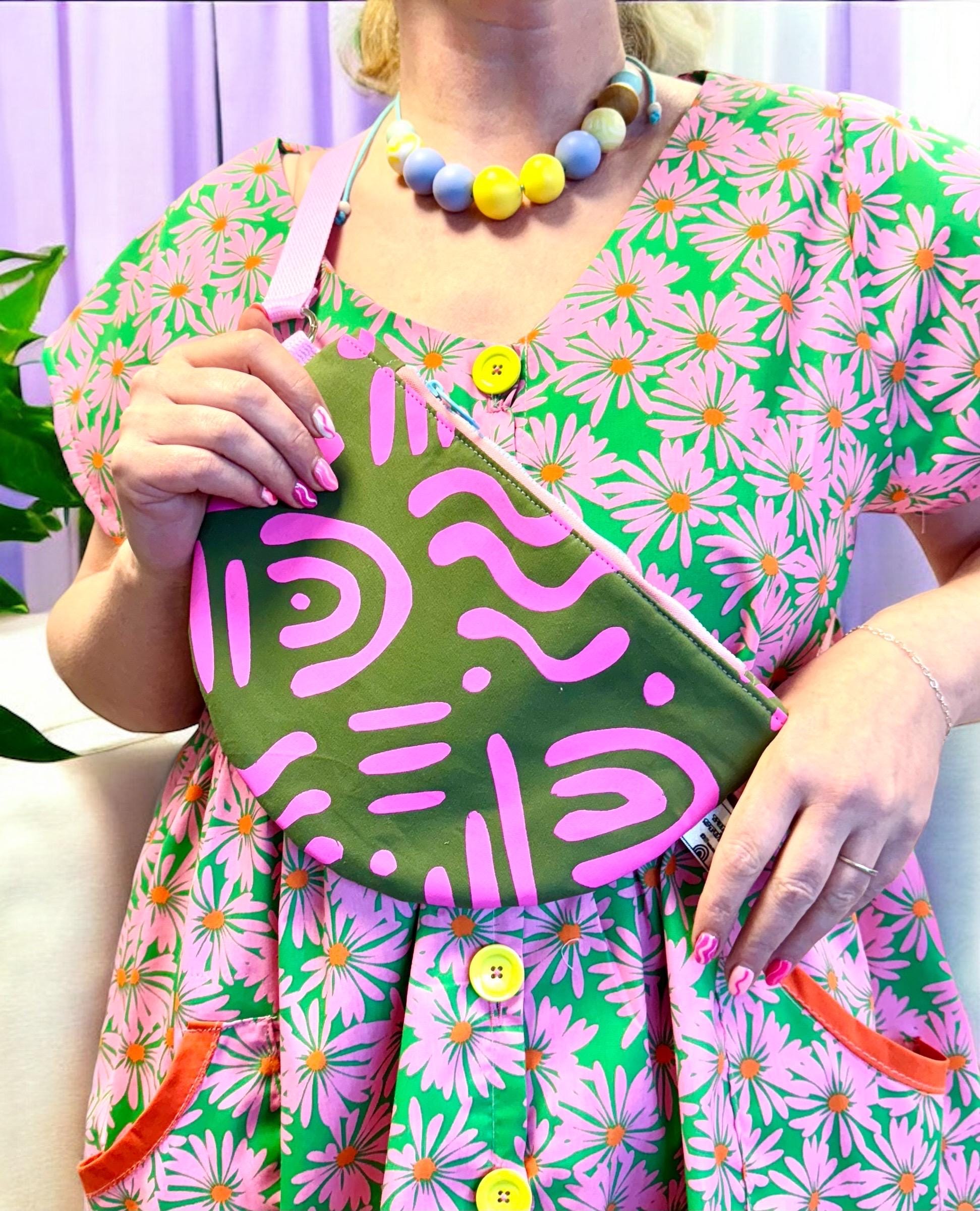Screen Printed Half Moon Crossbody Bag: Padded Cotton Bum Bag - Etsy
