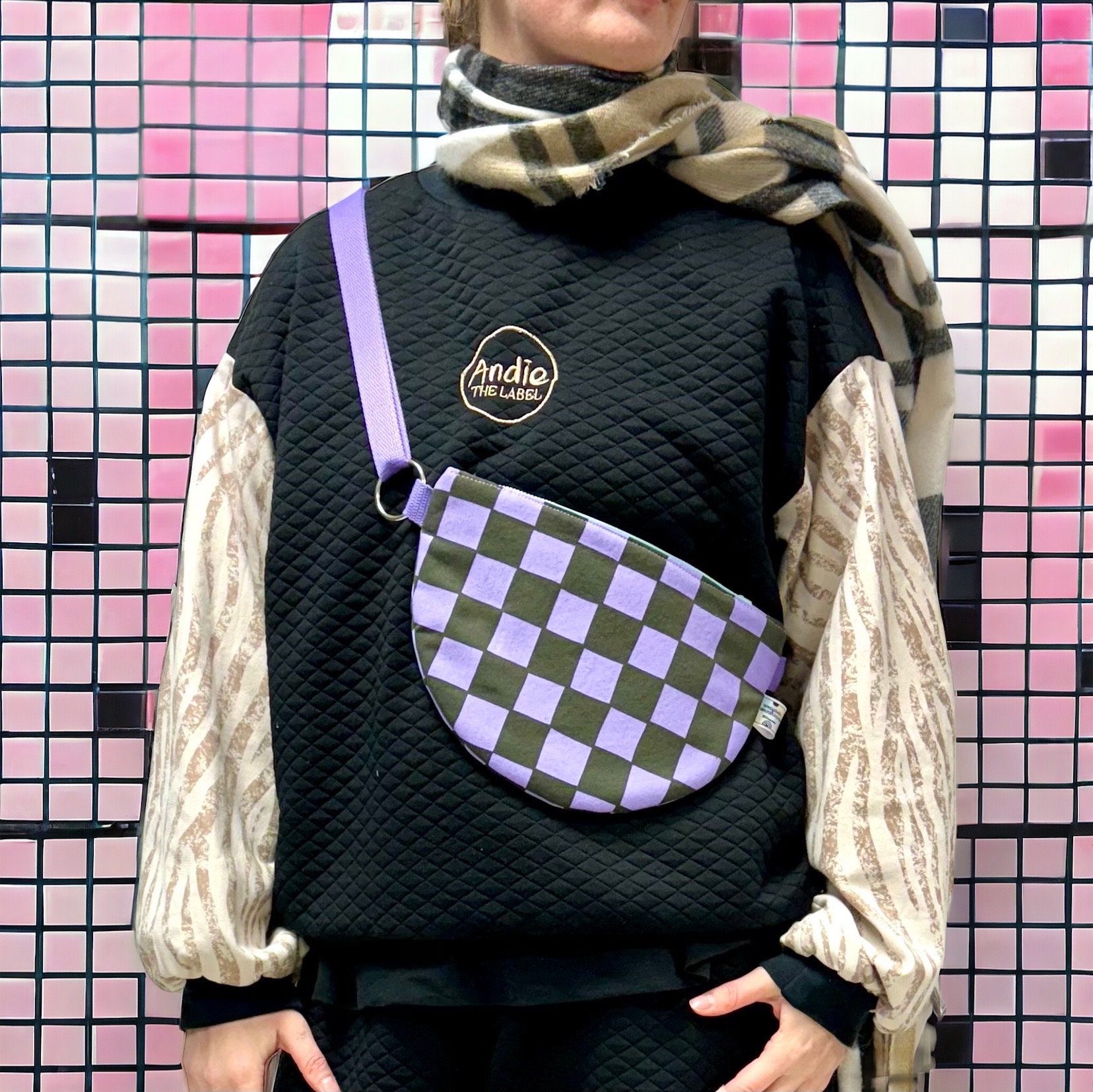 Crossbody Bag, Half Moon Crossbody Bag, Screen Printed Bum Bag, Checkered Crossbody Bag, Padded Crossbody Bag, Green and Lilac Crossbody Bag - Etsy UK Crossbody Bag, Half Moon Crossbody Bag, Screen Printed Bum Bag, Checkered Crossbody Bag, Padded Crossbody Bag, Green and Lilac Crossbody Bag - Etsy UK