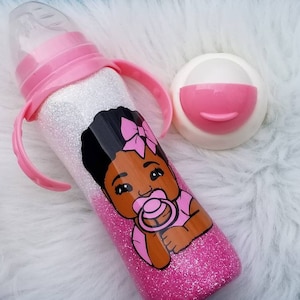 HOGG Customized Glittered Stainless Steel girl baby bottle with converter  Gift Set