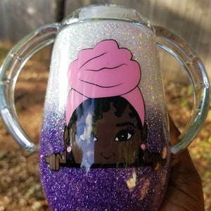 Peek-a-boo Baby Girl with Head Wrap Sippy Cup