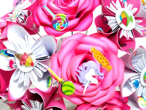 Disney Wedding Princess Wedding Princess Candy Unicorn Candy Cornet Flower Rose Pink Rose Fantasy Flower Bouquet Wedding