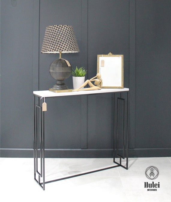 Handmade Mild Steel Framed Console Table With Art Deco Pattern Uk Handmade Mild Steel Framed Console, Art Deco Console Table Uk