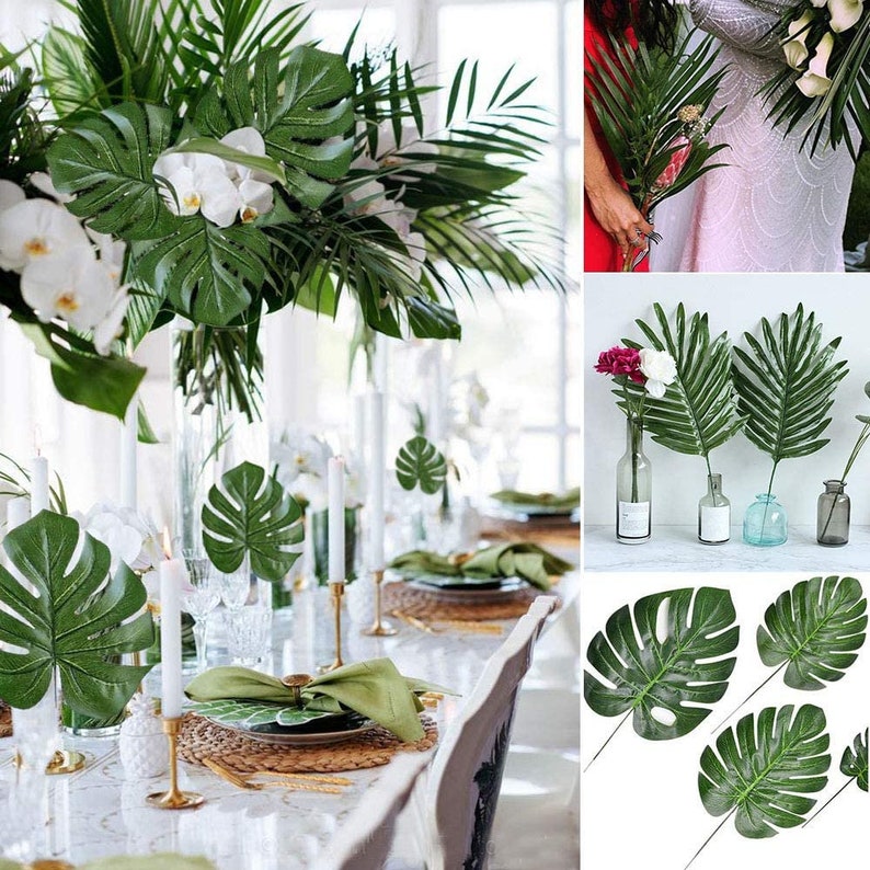 Artificial Palm Leaves 24 PCS Fake Tropical Plant Leaves Etsy