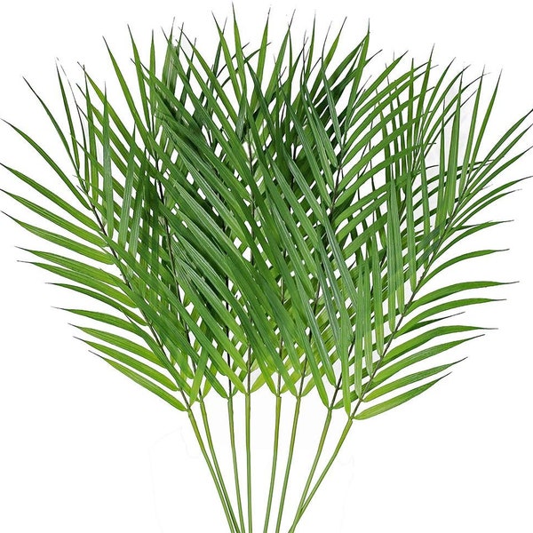 Artificial Areca Palm Leaves with Stems | Greenery Tropical Palm Tree Leaves | Faux Monstera Leaves | Hawaiian Luau Jungle Beach Party