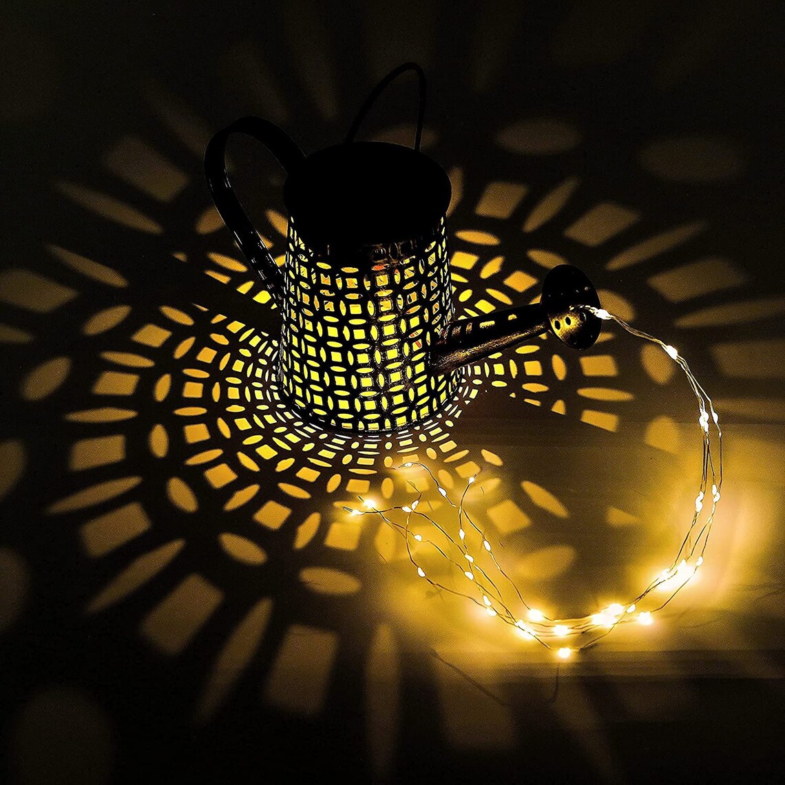 Solar Watering Metal Can With Lights Outdoor Hanging Solar Etsy