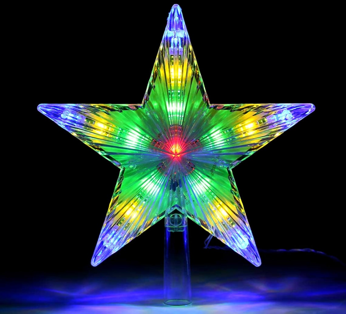 Multicolored Christmas Tree Topper Star Remote Control Etsy
