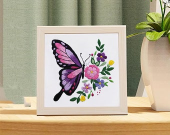 Beginner Embroidery Kit 3-Pack - Butterfly Cross Stitch Starter Set with Patterns, Detailed Instructions, DIY Arts & Crafts Project