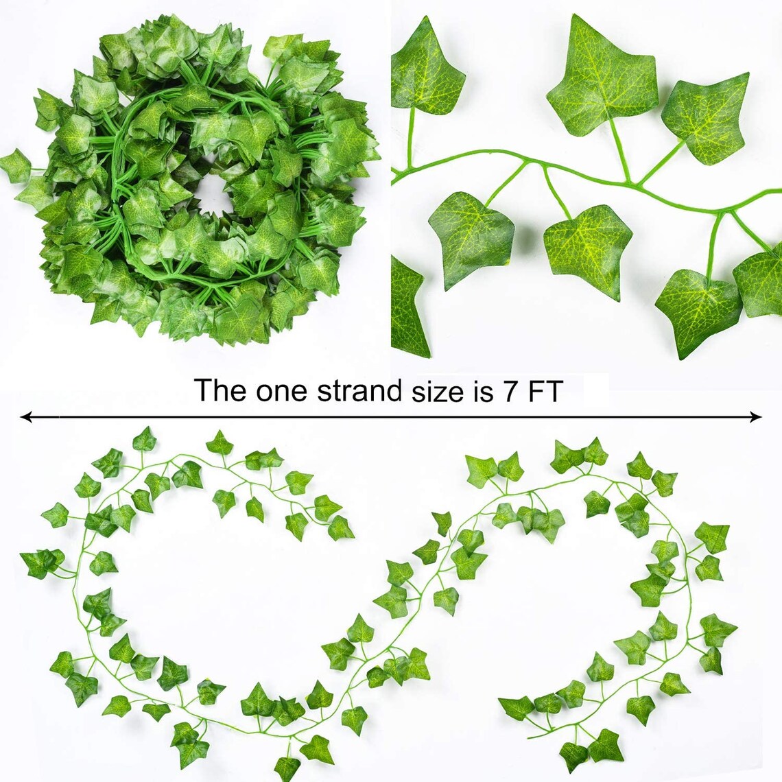 12 Strands Fake Ivy Leaves With Lights 85ft Hanging Etsy