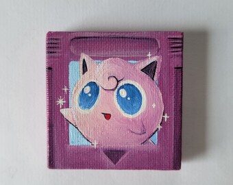 2 inches, Pink Video-game character, 2x2 mini painting, videogame inspired art,