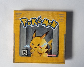 Arte ispirata ai videogiochi, mini pittura 3x3, opere d'arte gialle del gioco Game Boy, idee regalo per mariti, regali per fidanzati, idea regalo per giocatori,