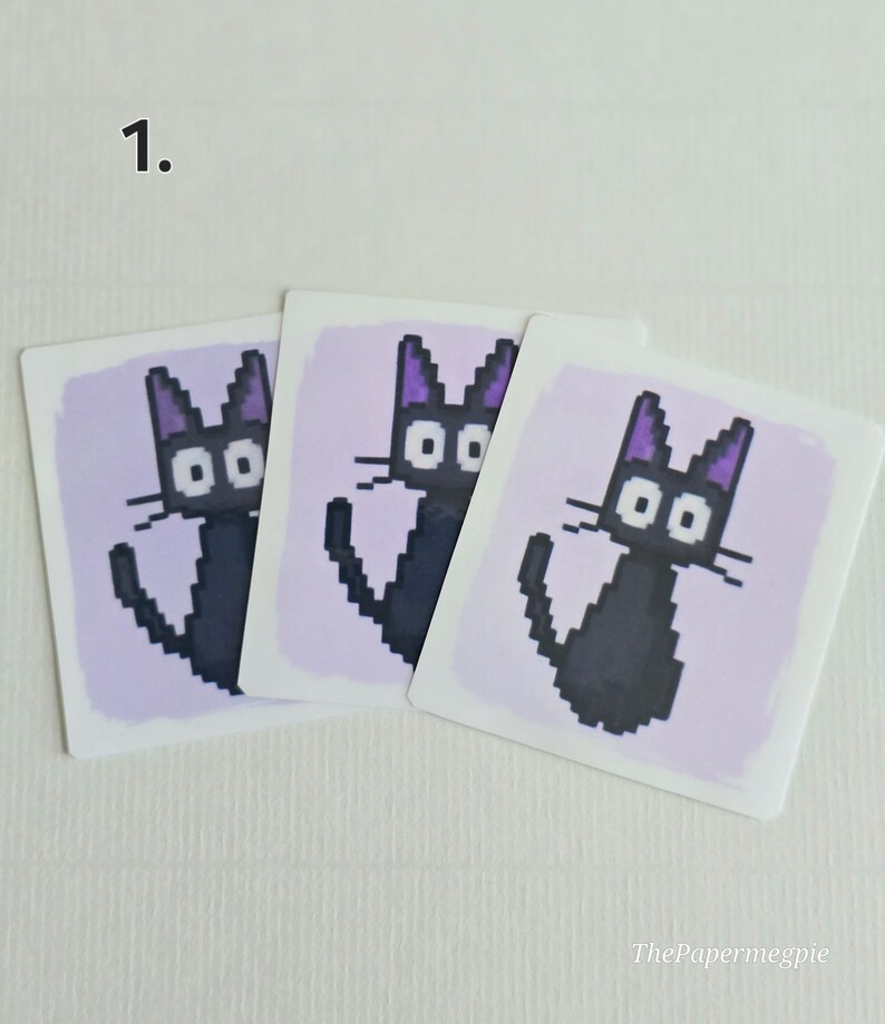Handmade Pixel Art Stickers, Jiji the Cat, Laptop Decals, Water ...