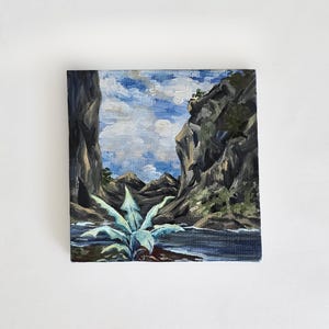 Videogame artwork - 3x3 canvas painting, mini painted art, hand painted tiny art, game illustration, video game inspired painting