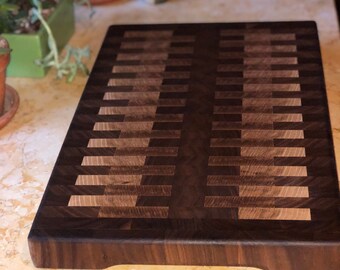 Walnut and oak end grain cutting board